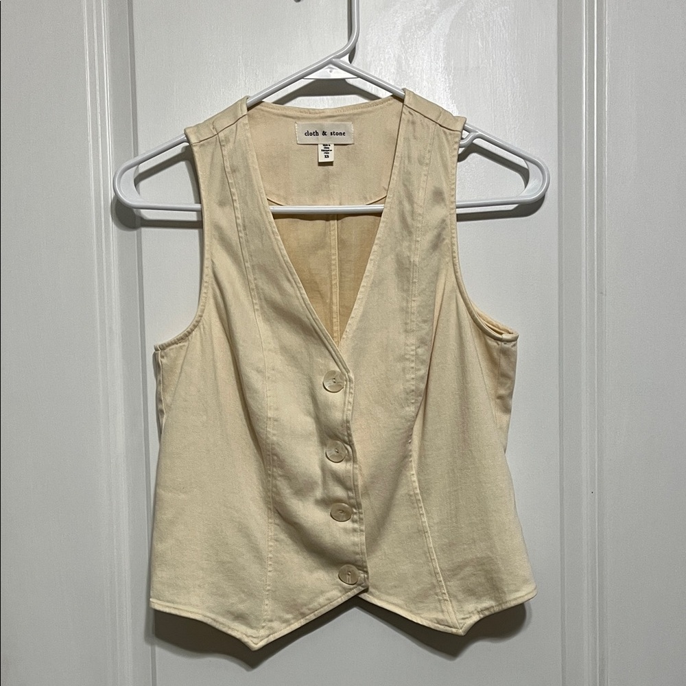 Cloth & Stone Cream Denim Vest Sz XS